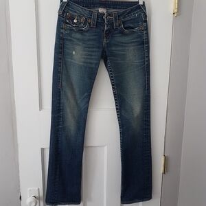 True Religion Billy Low Rise Straight Denim Jeans Pants Medium Wash Sz 26